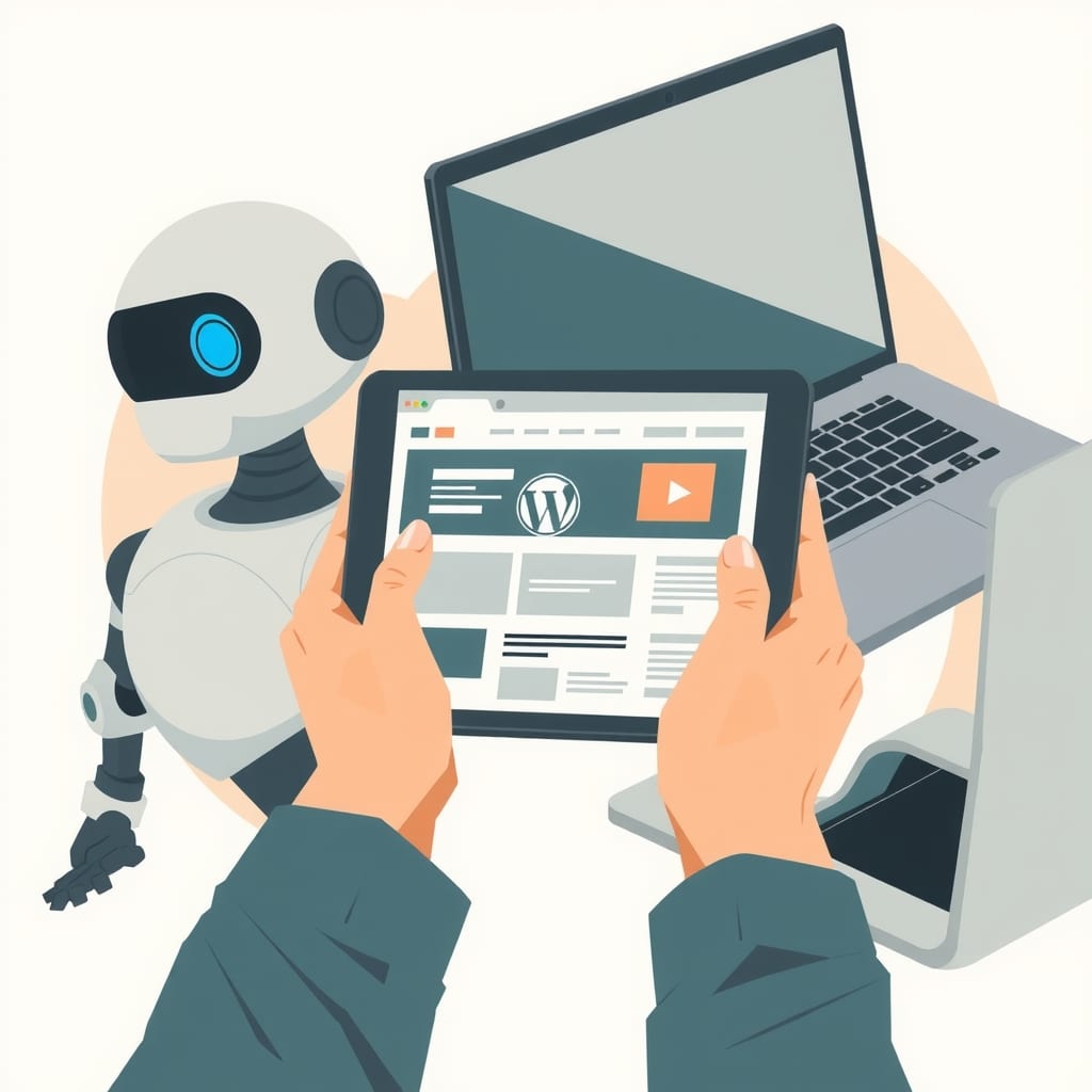 Editorial illustration for the section on comparaison des outils ia wordpress identifiés