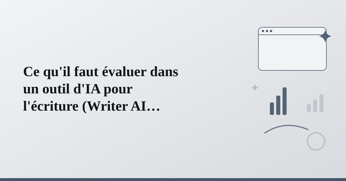 Éléments abstraits représentant différents critères d'évaluation pour outils d'écriture.