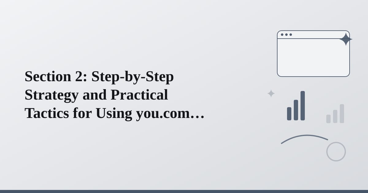 Editorial illustration for the section on section 2: step-by-step strategy and practical tactics for using you.com